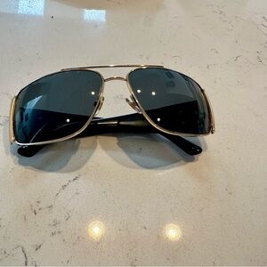 AUTHENTIC Versace 0VE2163 100281 Gold/Grey Polarized 63mm Rectangular Men's